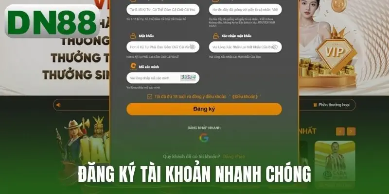 Đăng ký tài khoản nhanh chóng